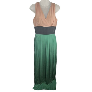 C Luce Color Block Sleeveless Maxi Dress‎ Pleated Skirt Women’s Size Small S